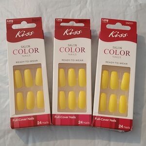 Kiss Salon Color Nails - Hue Bet, 24ct, Long Length, 3 packs
